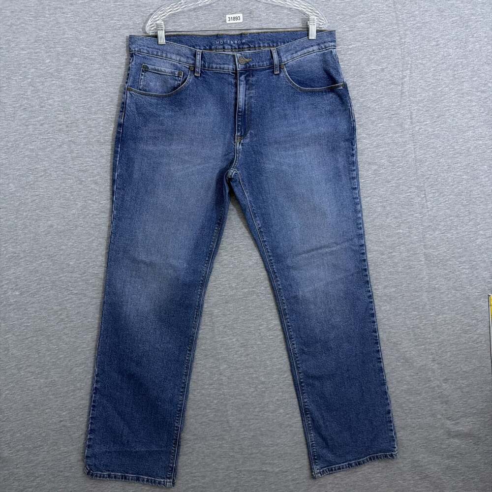 Mott & Bow Mens Size 38x32 Medium Wash Blue Straight Stretch Denim Jeans